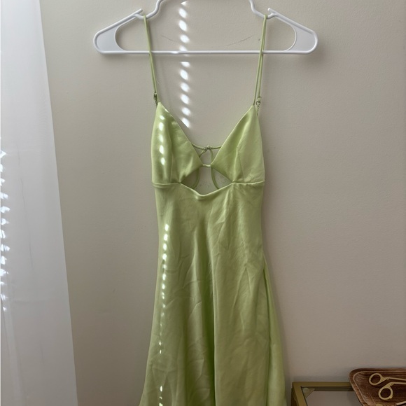 Zara Dresses & Skirts - Zara Light Green Silk Mini Dress with Cutout
